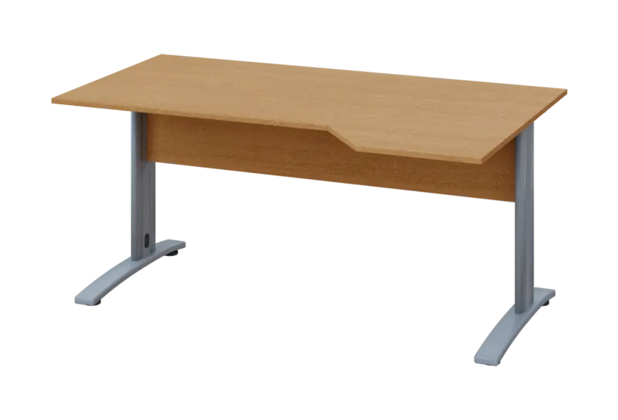 EZK 18 - 164 stůl kancelářský, rohový, pravý, kovová podnož stříbrná, deska 18 mm, široký 1600 mm, buk Royal